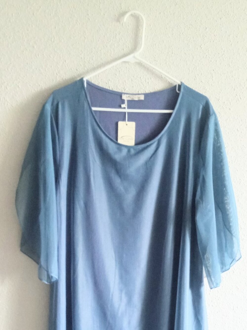 Sese Code Women 3XL Light Blue Flowy Lightweight 3/4 Sleeve Top/Tunic - Picture 2 of 9
